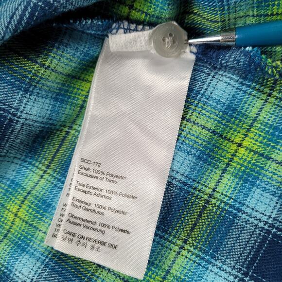 Marmot Blue Plaid Flannel Fitted Shirt size Medium - Picture 14 of 14